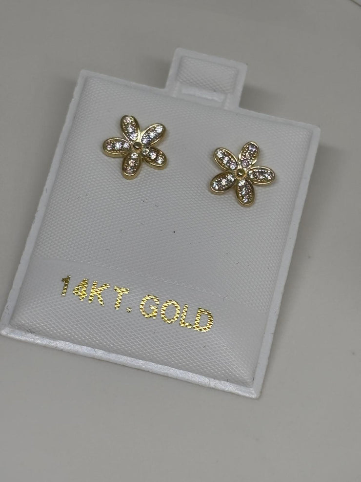 Round flower earring set 14k