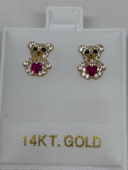 Small bear earring set 14k